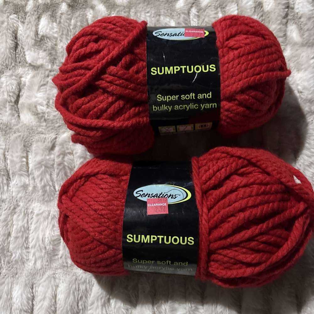 2 Sensations Sumptuous Super Soft Bulking Acrylic Yarn Sumptuous Red #6 Bulky